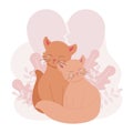 Cute illustration with cats. Concept of reconciliation, care, love and family support , cartoon illustration